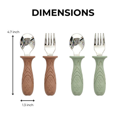 4'lü Paslanmaz Çelik Çatal Kaşık Seti (Mocha Mousse & Sage Green)