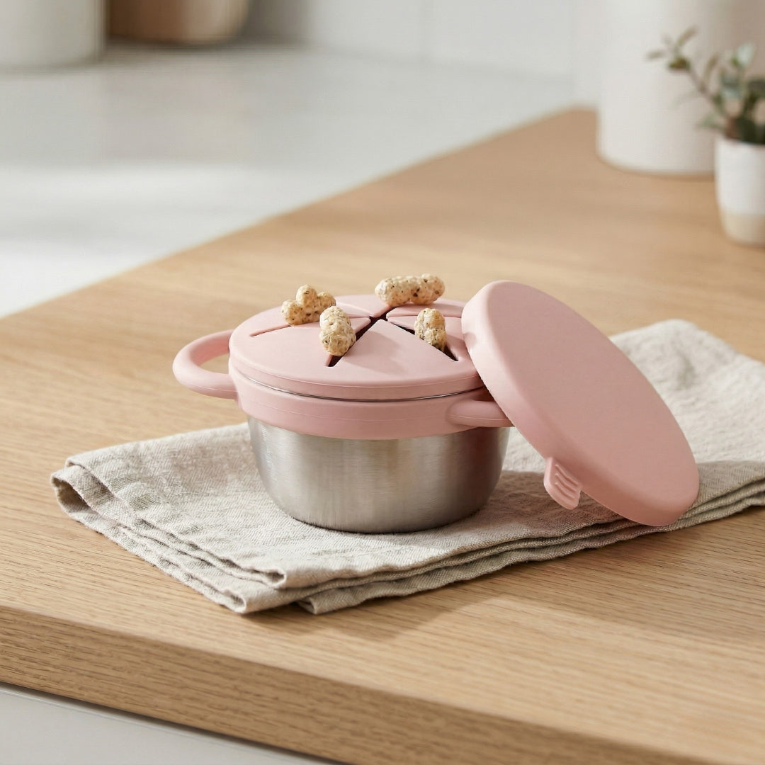 Paslanmaz Çelik Atıştırmalık Kabı 2'li Set (Tofu & Pearl Blush)